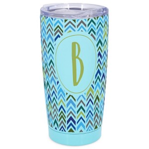 Elanze Designs B Monogram Herringbone Arrows Wrap-Around Design 20 Ounce Stainless Steel On-The-Go Coffee Mug, Thermal Travel Tumbler with Leak - 1 of 4