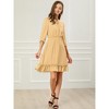 Allegra K Women's Solid Ruffle Hem 3/4 Sleeve A-Line Smocked Short Chiffon Dress - 3 of 4