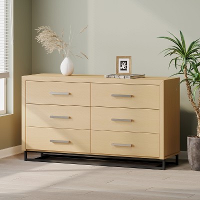 GDFStudio Borah Contemporary Faux Wood 6 Drawer Double Dresser
