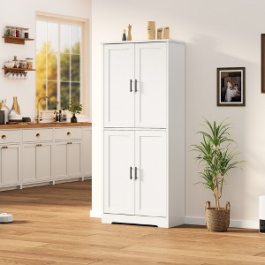 70" Tall Kitchen Pantry Cabinet, Freestanding Storage Cabinet with 4 Doors and Adjustable Shelves, for Dining Room, Bathroom, Living Room - 1 of 4