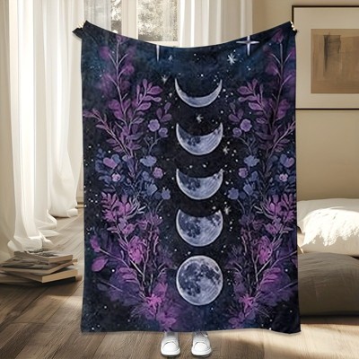 1pc Black Moon Phase Blanket, Perfect Halloween Accessory or Sofa Bedroom Throw, Seasonal Decoration, Witch Aesthetic, Christmas Gifts.
