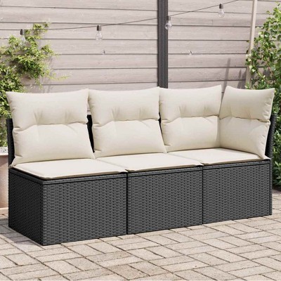 Garden Sofa Black, Cream WhitevidaXL