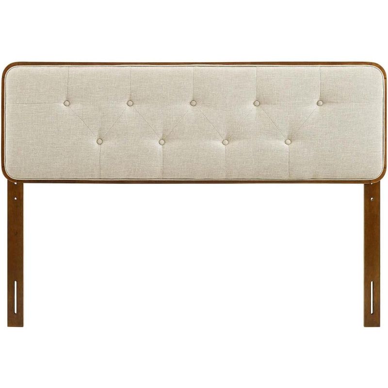 Modway Collins Tufted Fabric and Wood Queen Headboard in Walnut Beige, 2 of 5