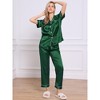 cheibear Women's Buton Down Sleepwear with Pants Nightwear Lounge Pajama Set 2 Pcs - 3 of 4