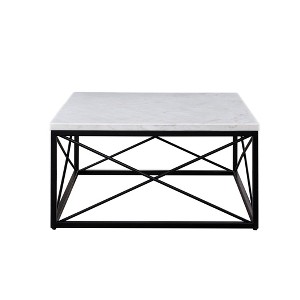 Steve Silver Co. Skyler Marble Top Square Cocktail Table White/Black - 1 of 4