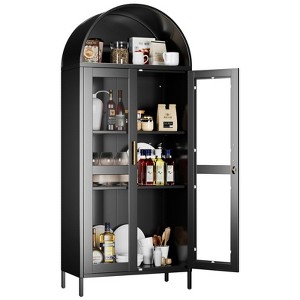 SUXXAN Metal Arched Cabinet with Glass Doors, Freestanding Display Cabinet with Adjustable Shelves, Assembly Required - 1 of 4