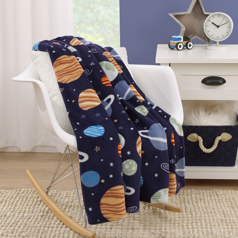 Everything Kids Solar System Navy, Orange, and Gray Super Soft Toddler Blanket, 3 of 6