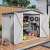 PAGED 8X6FT Metal Outdoor Storage Shed with Pitched Roof Waterproof,Tool Shed with Lockable Door,Compact Garden Shed for Patio,White+Gray - 2 of 4