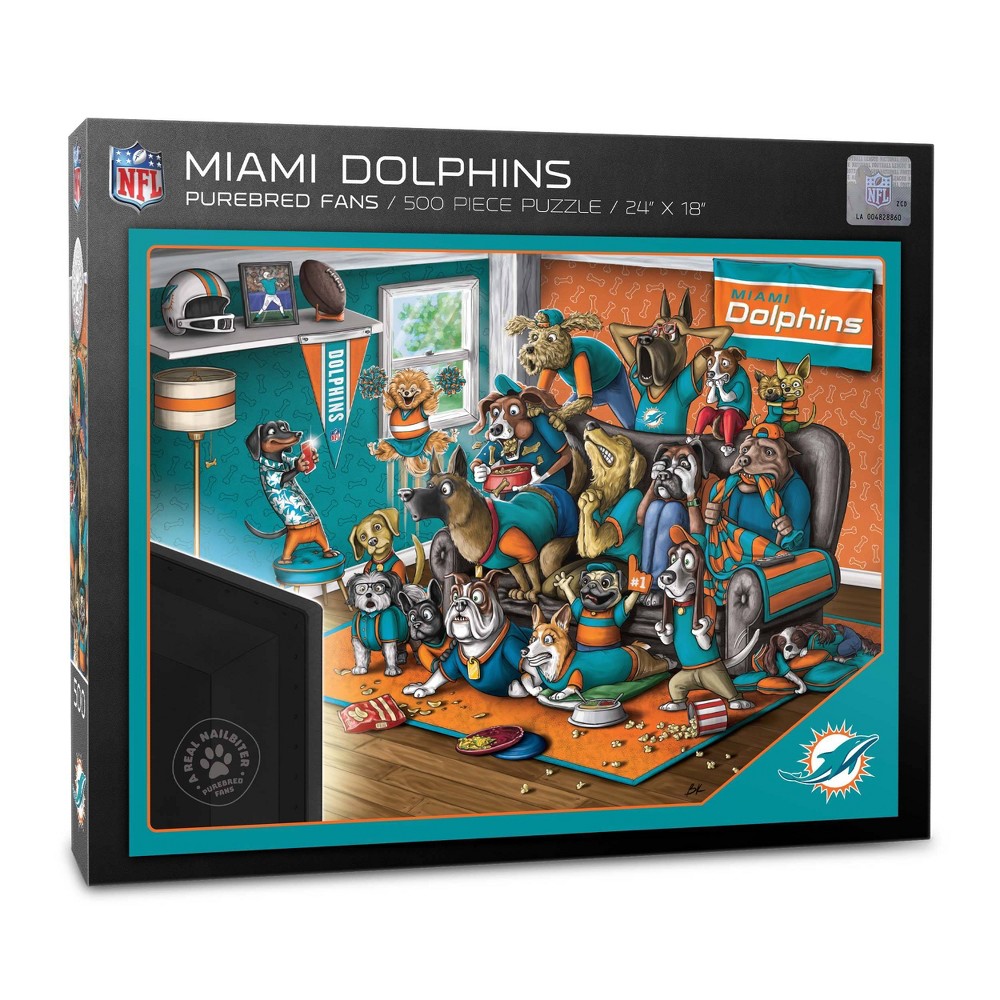 Photos - Jigsaw Puzzle / Mosaic NFL Miami Dolphins Purebred Fans 'A Real Nailbiter' Puzzle - 500pc