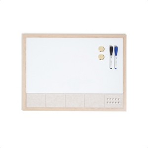 U Brands 17"x23" Thin MDF Frame Dry Erase Combo with Molded Felt Bulletin Value Pack Natural/Beige - 1 of 4