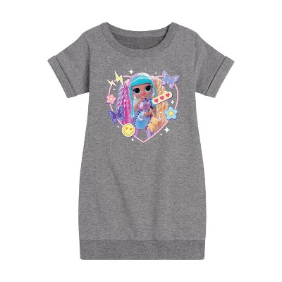 Girls' - LOL Surprise! - Candylicious, Butterflies, & Hearts Graphic Short Sleeve Fleece Dress