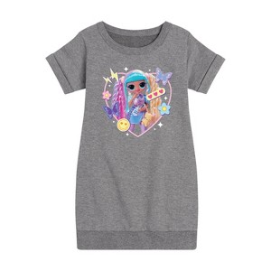 Girls' - LOL Surprise! - Candylicious, Butterflies, & Hearts Graphic Short Sleeve Fleece Dress - 1 of 4