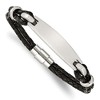 Chisel Stainless Steel Polished Black Woven Leather 8.5" ID Bracelet - 2 of 4