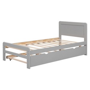 Cesicia Twin Size Platform Bed Frame with Trundle - 1 of 4