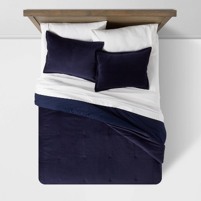 Threshold Full/Queen Velvet Comforter and Sham Set Navy - Threshold™: Luxurious Bedding Set, OEKO-TEX Certified — фото 3