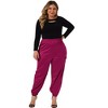 Agnes Orinda Women's Plus Size Satin Elastic Waist Athleisure Ankle Length Casual Jogger Pants - 3 of 4