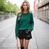 Amaryllis Women's Cable Knit Sleeve Crew Neck Sweater Long Sleeve Cozy Soft Knit Oversized Fit - 4 of 4