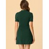 INSPIRE CHIC Women's Bow Tie Keyhole Neck Puff Sleeve Elegant Work Dress - 3 of 4