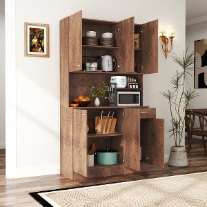 Lyngins Rustic 6-Door Storage Cabinet with 1 Drawer&1 Open Shelf, 70.87" Tall Wardrobe & Kitchen Cabinet, Kitchen Pantry Cabinet/Tall Cabinet - 1 of 4