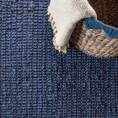 Handwoven Coastal Blue Jute 4' x 6' Indoor Area Rug
