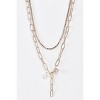 Slickblue Women's Jewelry Set, Gold Pearl Pin Link Chain With Rhinestone, 2-Piece Necklace, Layered Style, Gold - 4 of 4