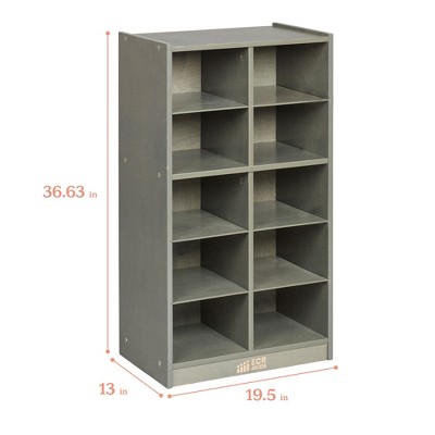 Grey Wash Birch 10-Cubby Kids Storage Bookcase