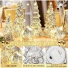 6 Pcs Mercury Glass Christmas Tree for Tabletop Light up Figurine Christmas Tree Mercury Cracked Glass Globe w/Light for Xmas Centerpiece Mantel Gift - 3 of 4