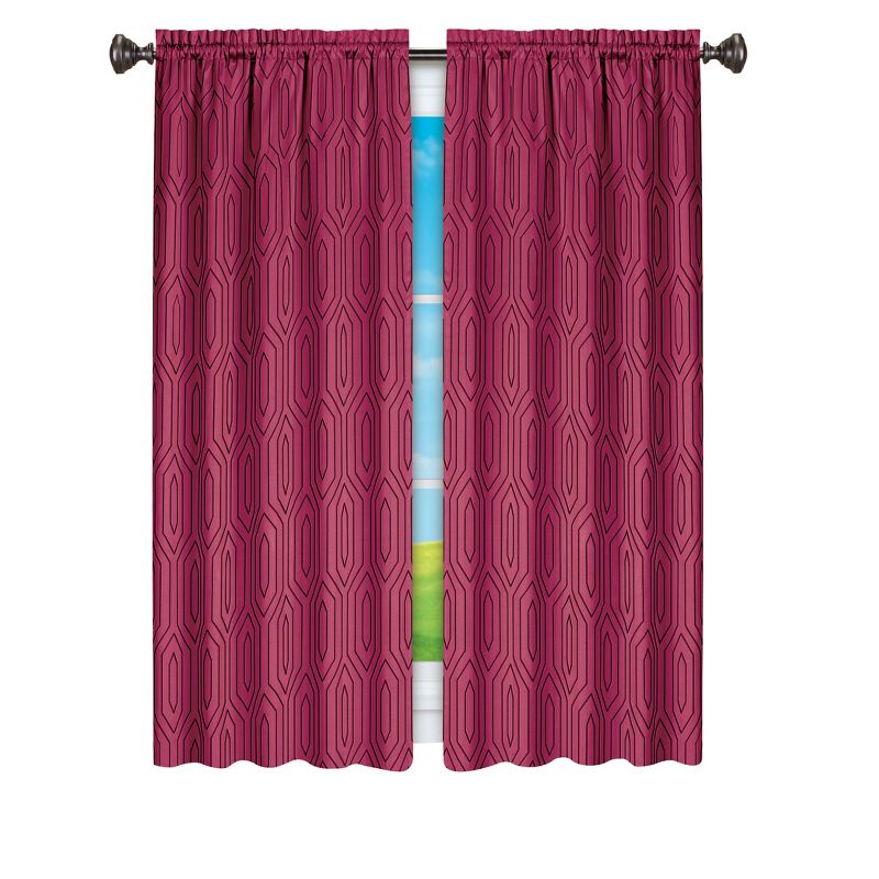 Collections Etc Geometric Thermal Blackout Curtain Panel, 1 of 4