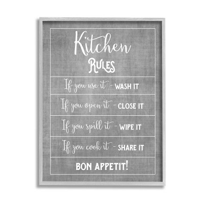 Stupell Industries Kitchen Rules Bon Appetit Sign Framed Giclee Art