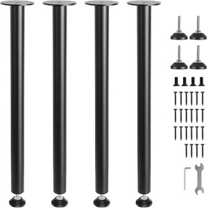 VEVOR 28 Inch Adjustable Desk Legs, Reinforced Steel Office Table Furniture legs Set of 4 for DIY, 1200 lbs Load Capacity Heavy Duty Desk Legs,Black - 1 of 4