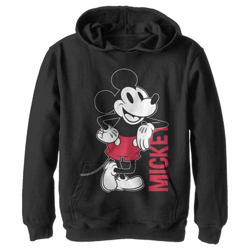 Boy's Disney Mickey Mouse Vintage Lean Pull Over Hoodie - Black - Medium