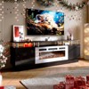 AOXUN Fireplace TV Stand with 36" Electric Fireplace, 70" 2 Tier TV Console Stand for TVs Up to 80", LED Light Entertainment Center, Fireplace, Black - 2 of 4