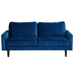 Velvet Loveseat Mid-Century Modern Sofa Tufted Couch with Wooden Legs for Living Room - 1 of 4