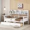 Daybed with Storage Drawers and Bedside Shelves, Solid Wood Sofa Bed for Bedroom or Living Room-Baofuwish - 2 of 4