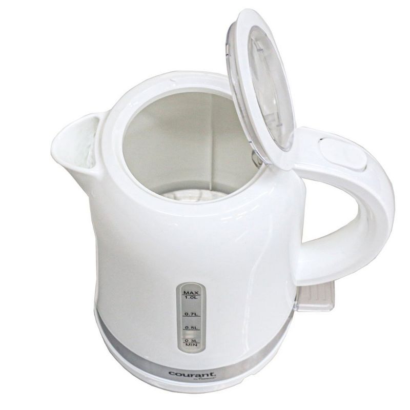 Courant 1 Liter Cordless Electronic Kettle with Cool Touch 2-Slice 750-Watts Toaster, White, 2 of 6