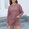 Women's Clothing Set Loose Sportswear Striped Crew Neck Long Sleeve Top Shorts Home Wear Suit - 3 of 4