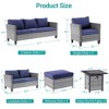 Sonkuki 7 Pieces Patio Sofa with Square Fire Pit Table and Ottomans, Wicker Conversation Couch, Sand Cushion - 3 of 4
