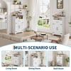 Rustic white storage cabinet, freestanding bathroom vanity, suitable for kitchens, laundry rooms, and living rooms. - 2 of 4
