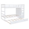 NicBex Twin over Twin Bunk Bed Triple Wood Bed Frame with Wheels, Storage Stairs and Full Length Guardrail, No Box Spring Required - image 3 of 4