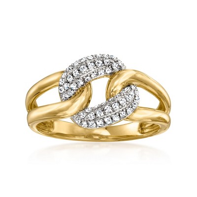 Ross-Simons 0.20 ct. t.w. Pave Diamond Curb-Link Ring in 18kt Yellow Gold