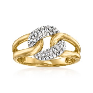 Ross-Simons 0.20 ct. t.w. Pave Diamond Curb-Link Ring in 18kt Yellow Gold - 1 of 4