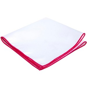 Jacob Alexander White Satin Pocket Square with Embroidered Edge - 1 of 1