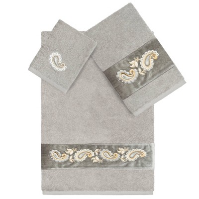Alev Jacquard Bath/Hand Towel set Gray - Linum Home Textiles