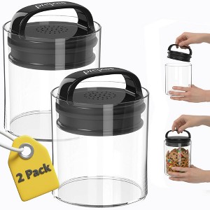 Prepara Evak Fresh Saver Short Airtight Containers, Large - Black Handle with Patented Twin-Valve System, BPA Free - Dishwasher Safe (2-Pack) - 1 of 4