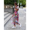 Women's Summer Floral Wrap Maxi Dress Casual Short Sleeve Deep V Neck Split Beach Long Dresses with Belt - 3 of 4