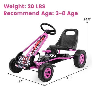 Pink and Black Adjustable Pedal Powered Kids Go Kart