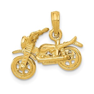 Black Bow Jewelry 14k Yellow Gold 3D Moveable Motorcycle Pendant - 1 of 4