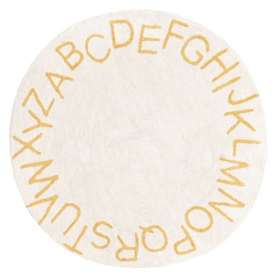 Image of Nuloom Kids Washable Round Alphabet Indoor Area Rug Light Yellow 6'