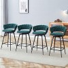 green 4-pack swivel bar stools with breathable cotton-linen cushions and rust-proof electroplated metal frames. - 3 of 4