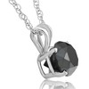 Pompeii3 2 Ct Black Diamond Solitaire Pendant in 14k White or Yellow Gold 18" Necklace - 2 of 4